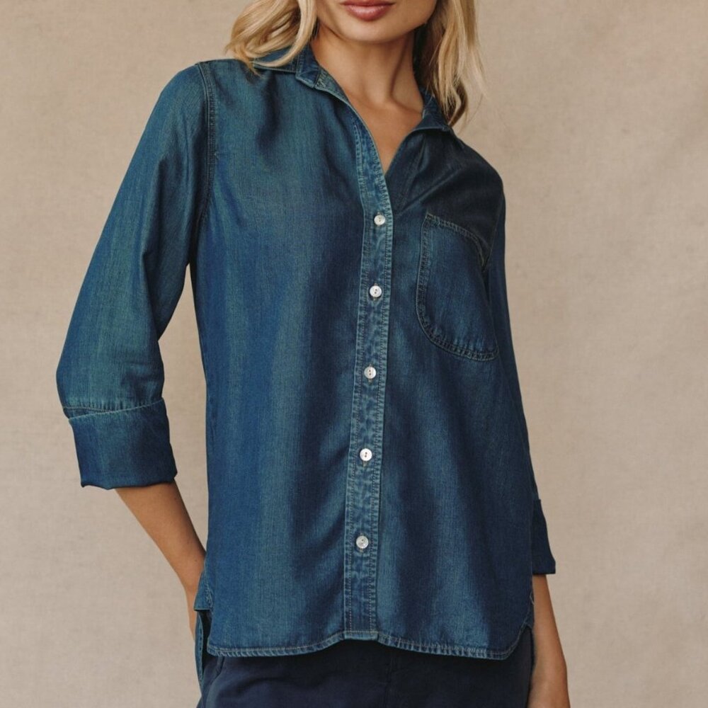 Bella Dahl | Chambray Jean Shirt Tail Button Down - Twilight Rinse Wash Small